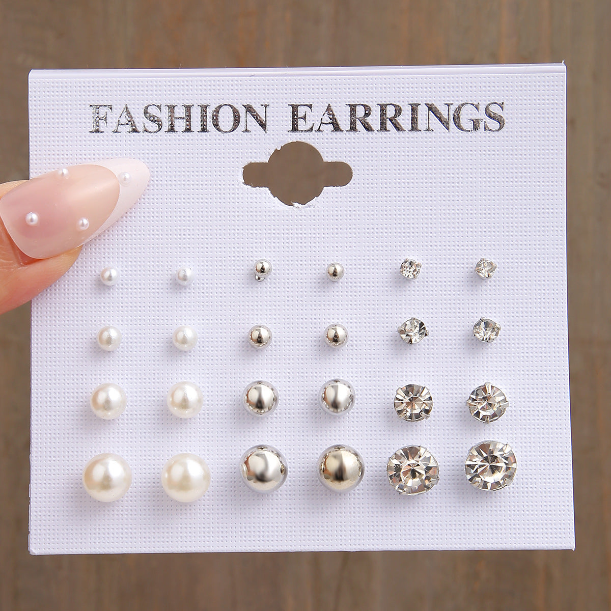 12-Pair Pearl & Zircon Earring Set