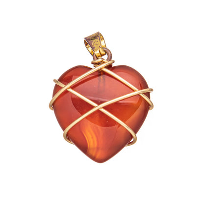 Crystal Agate Gemstone Silk Heart Pendant