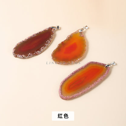 Colorful irregular agate sheet pendant