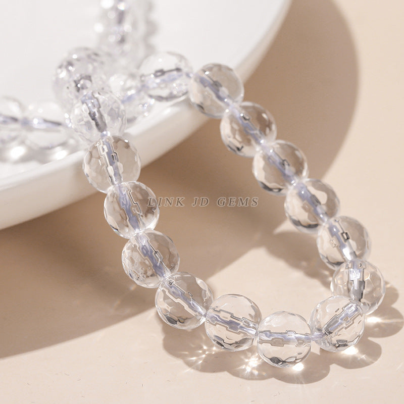 High quality faceted synthetic white crystal round beads loose beads