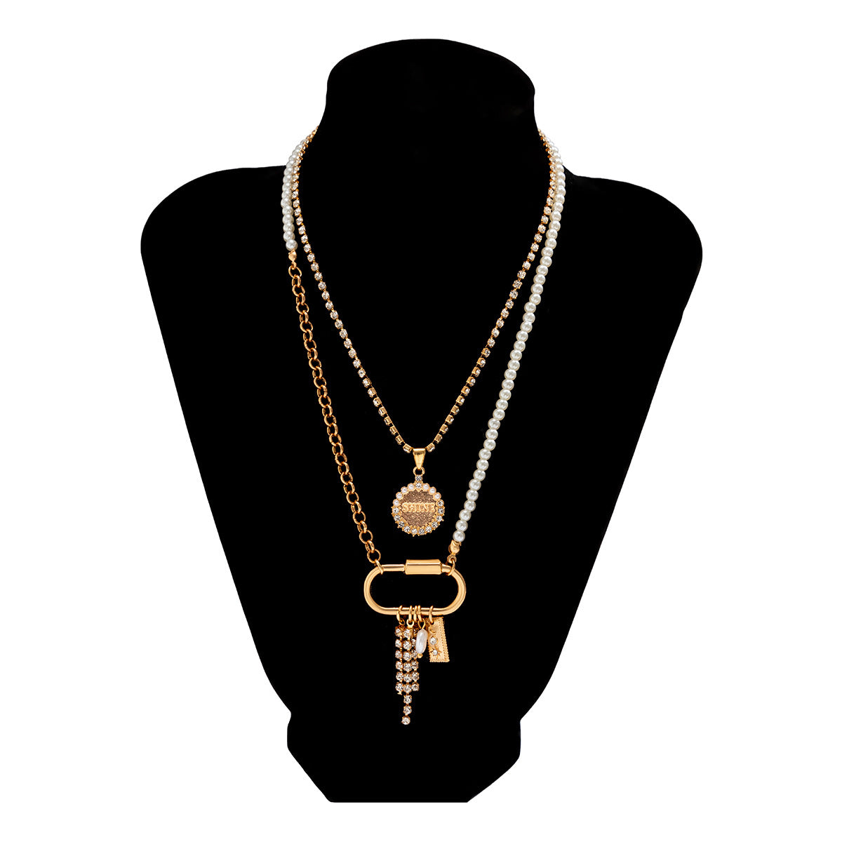 Fashion double imitation pearl necklace