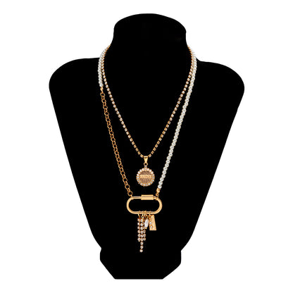 Fashion double imitation pearl necklace