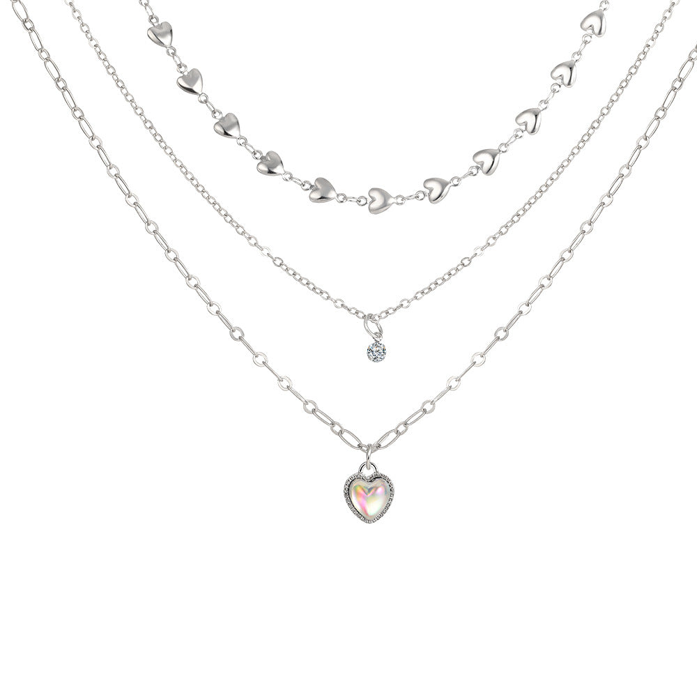 Collar de clavícula con colgante de corazón de melocotón sencillo 