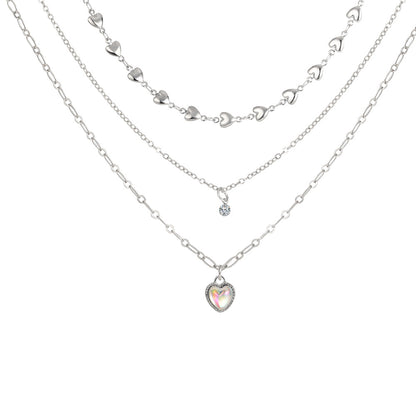 Collar de clavícula con colgante de corazón de melocotón sencillo 