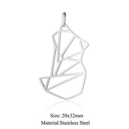 5 pcs/titanium steel large accessories paper-cut animal pendant