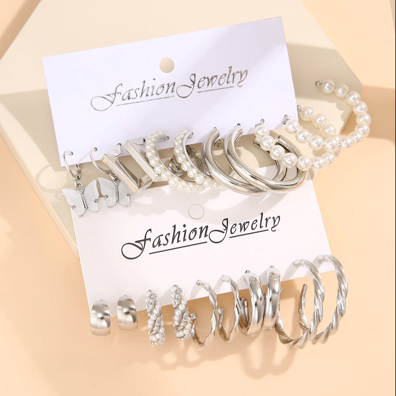 Metal Twist & Geometric Earring Set