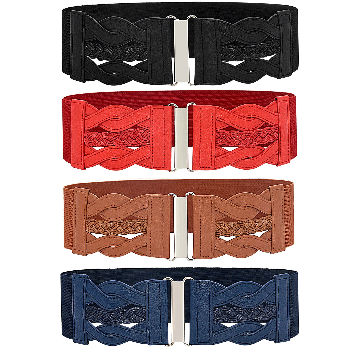 Retro style elastic waist seal coffee color