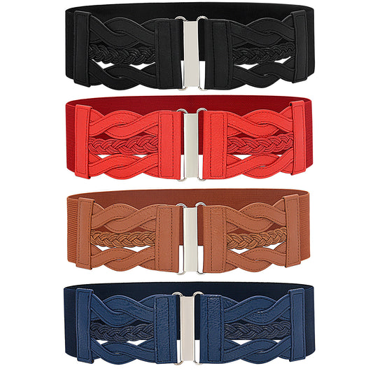 Retro style elastic waist seal coffee color