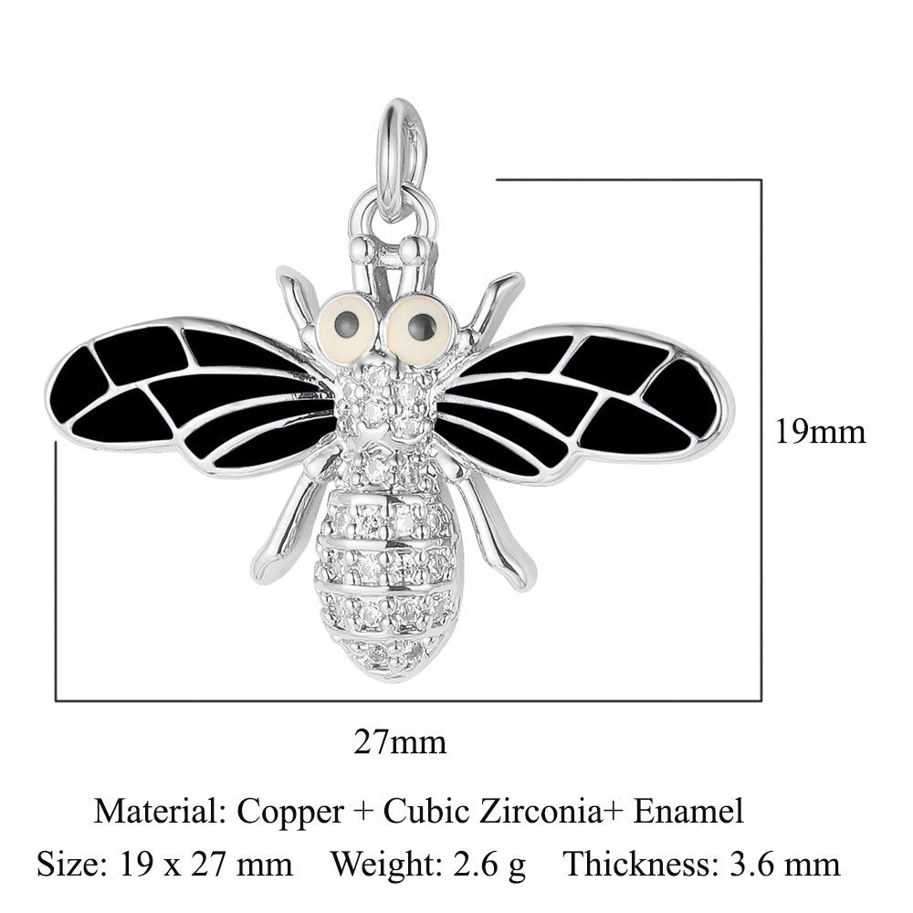 Bee Butterfly Dragonfly Copper Zircon Pendant Devil's Eye