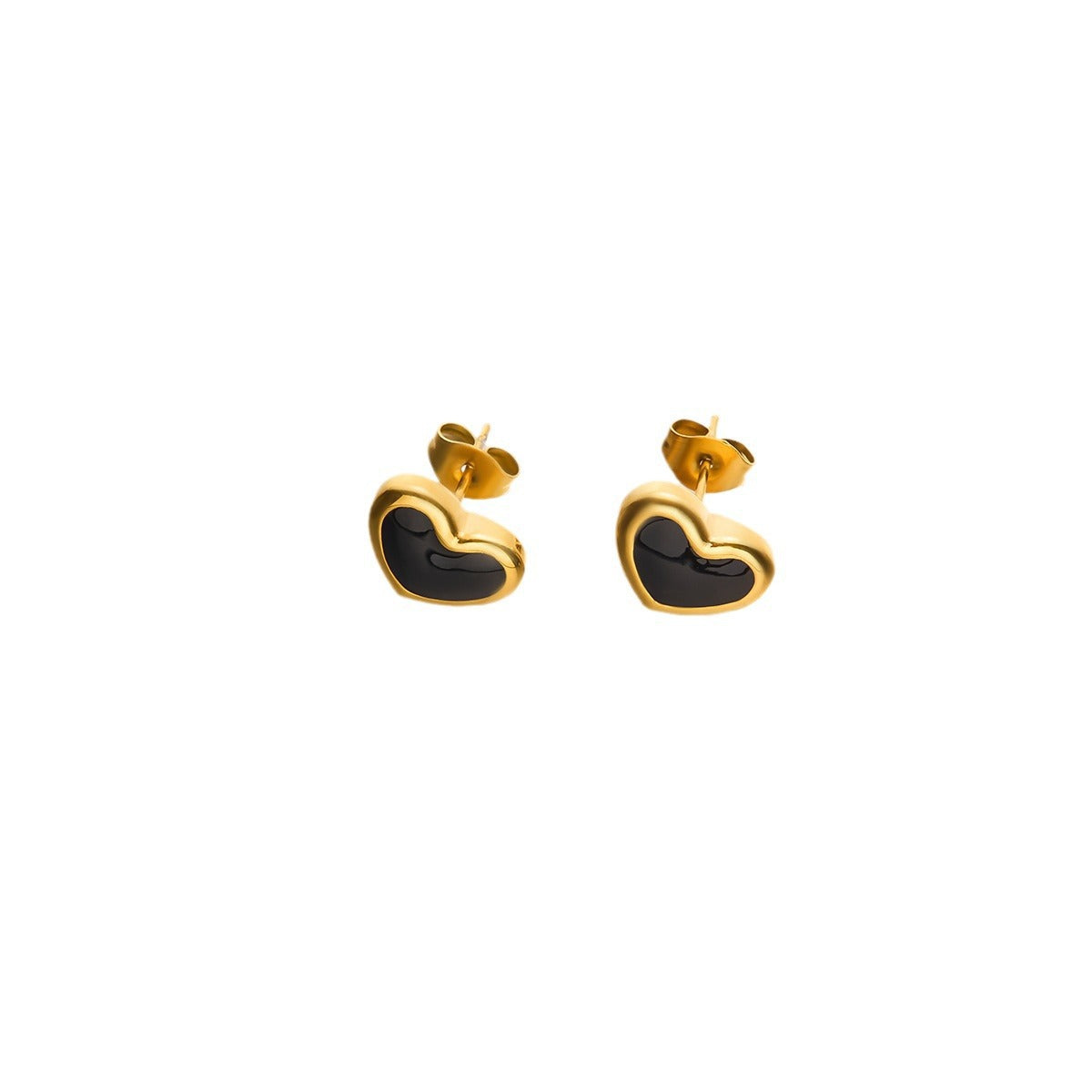 peach heart stud earrings