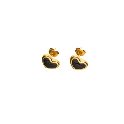 peach heart stud earrings