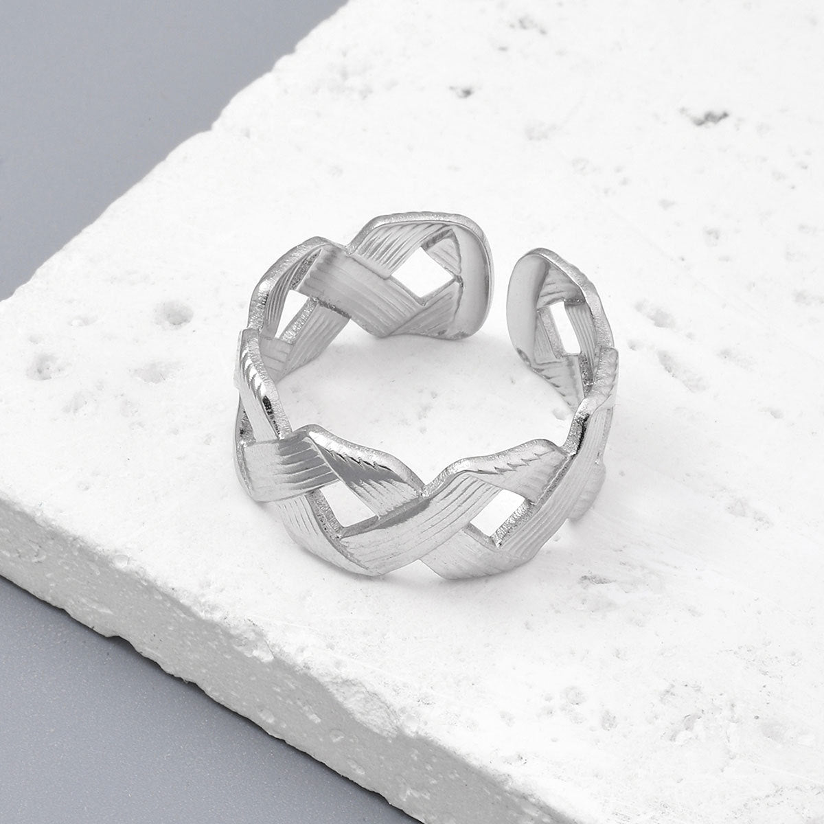 Star Snake Titanium Steel Ladies Ring Adjustable
