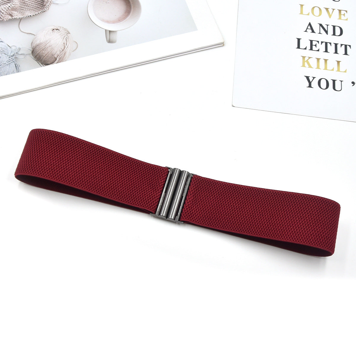 Red elastic waist seal wide belt