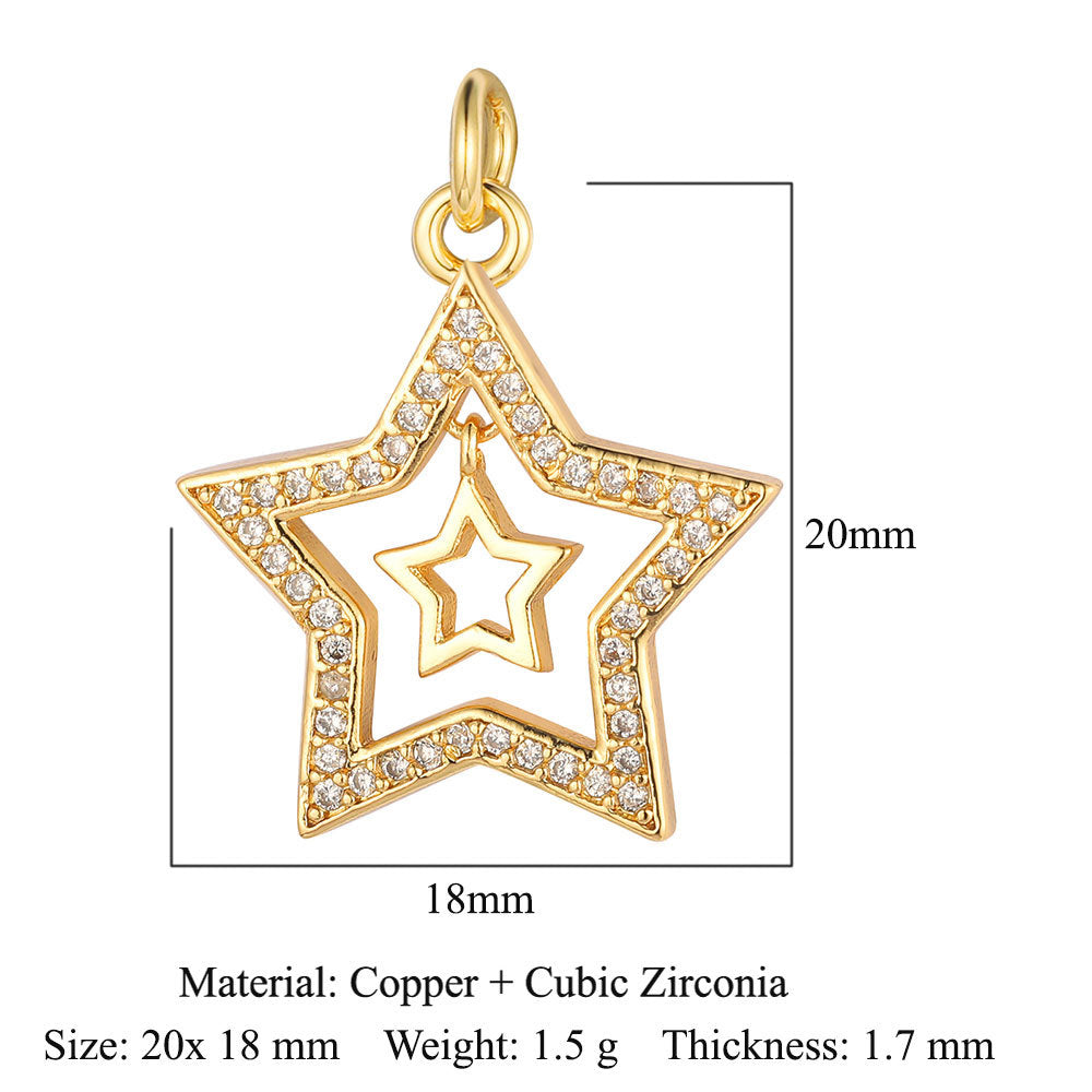 Star of David Copper Zirconia Pendant