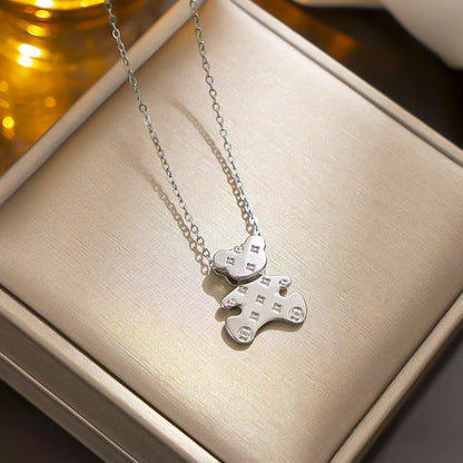 Colar de urso 2023, elegante aço titânio, sem desbotamento 