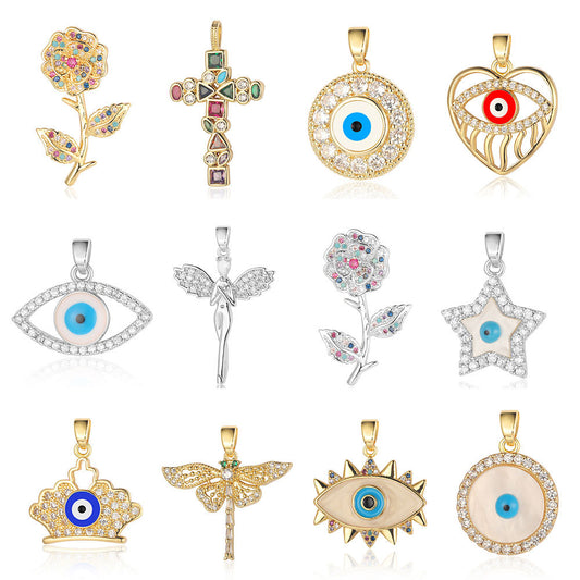 3 pcs/pack, rose copper zircon pendant DIY.