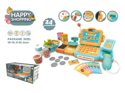 Caja registradora de supermercado para niños, juguete con simulación de pago por teléfono móvil, mostrador de cajero multifuncional, juego de simulación para niñas 