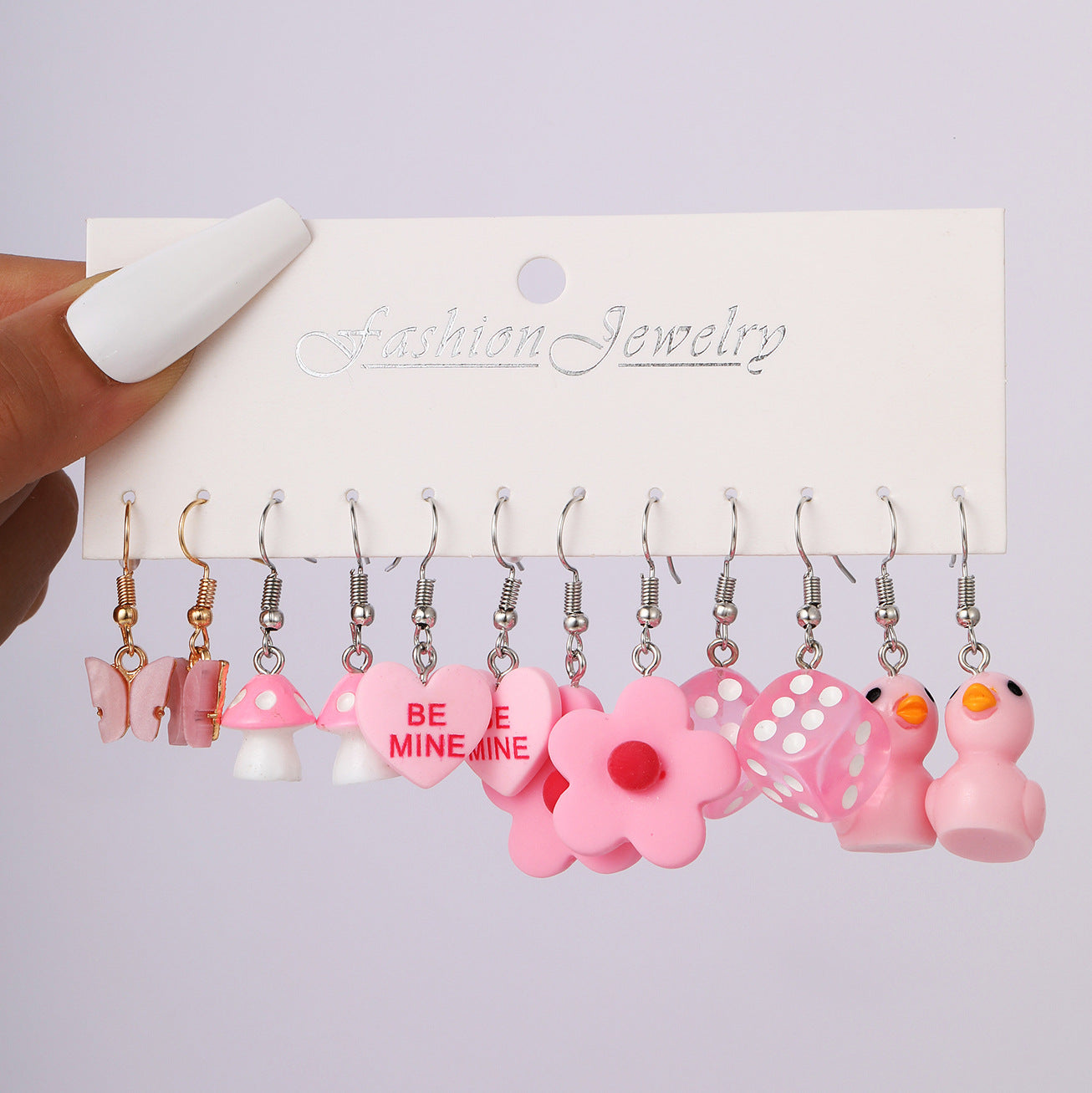 5-piece set of white cloud flower fruit earrings