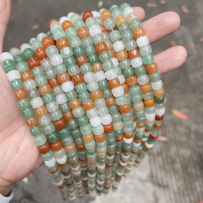 7-8Mm natural tricolor jade old beads loose beads