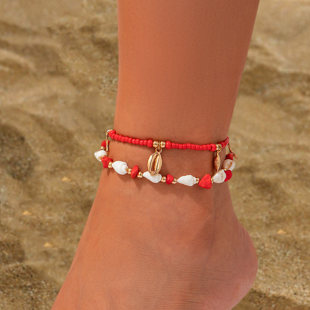 3-piece water drop coin acrylic anklet