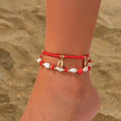 3-piece water drop coin acrylic anklet