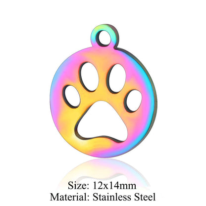 5 pcs/plated colorful rabbit dog paw titanium steel pendant