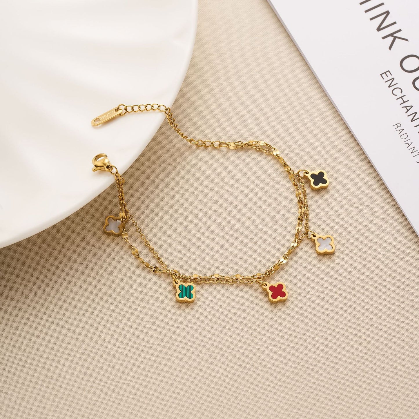 Dopamine Double-Layer Clover Bracelet
