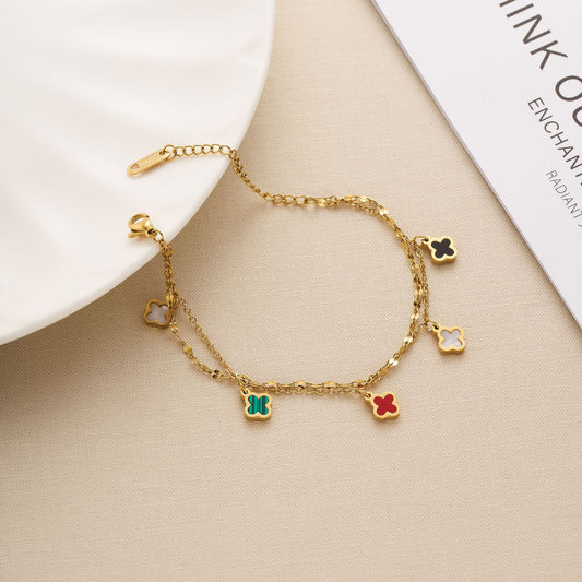 Dopamine Double-Layer Clover Bracelet