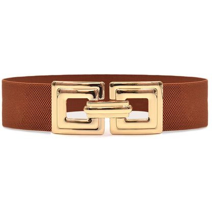 Geometric gold metal belt
