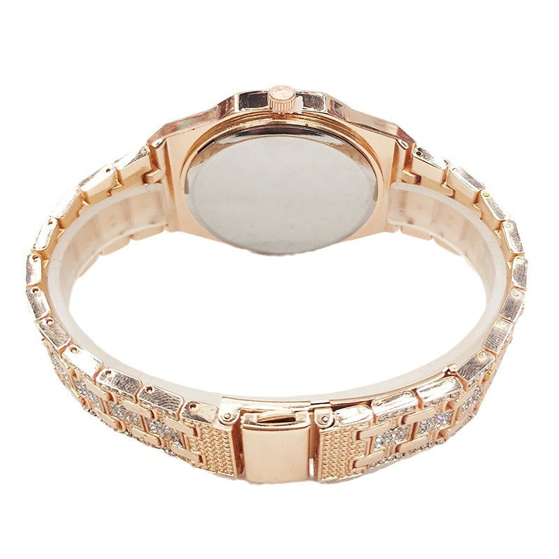 Hip-Hop Rhinestone Octagonal Steel Band Watch