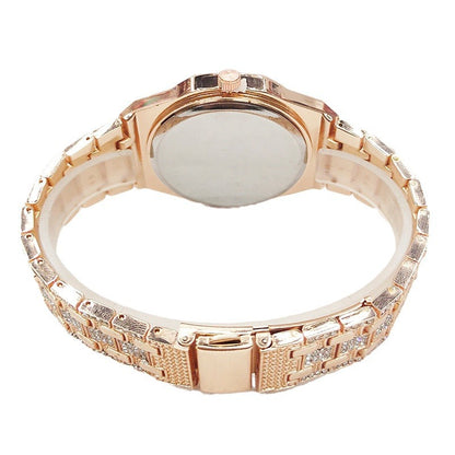 Hip-Hop Rhinestone Octagonal Steel Band Watch