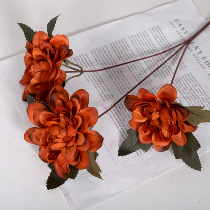 Simulation flower 3 heads dahlia silk flower fake flower peony flower