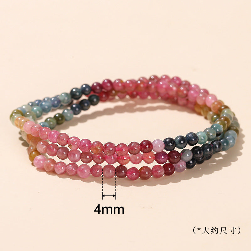 7A Natural Ice Transparent Rainbow Tourmaline Multi-circle Bracelet