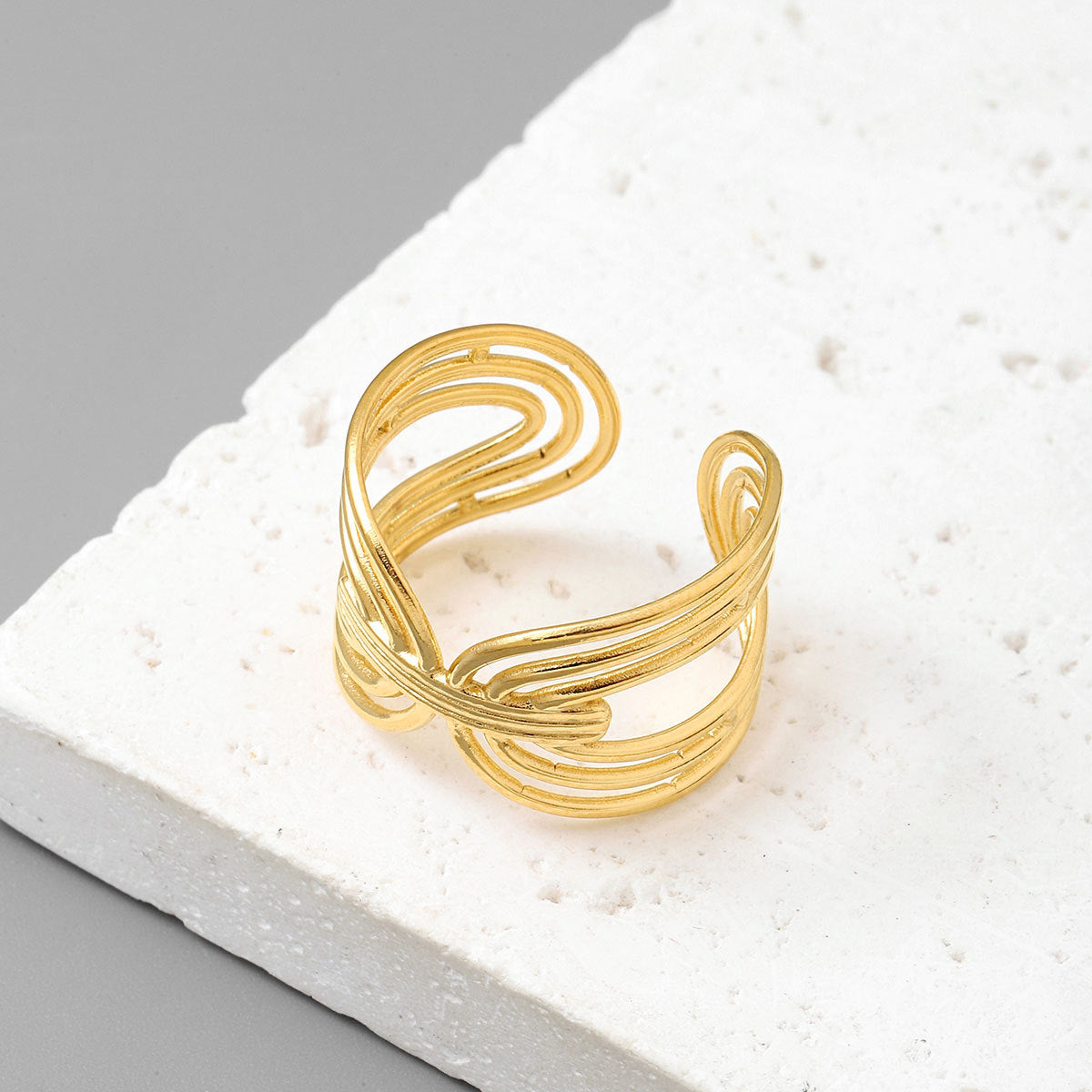 Qizhu Leaf Life Tree Titanium Steel Ring