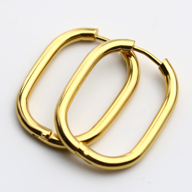 Oval all-match earrings
