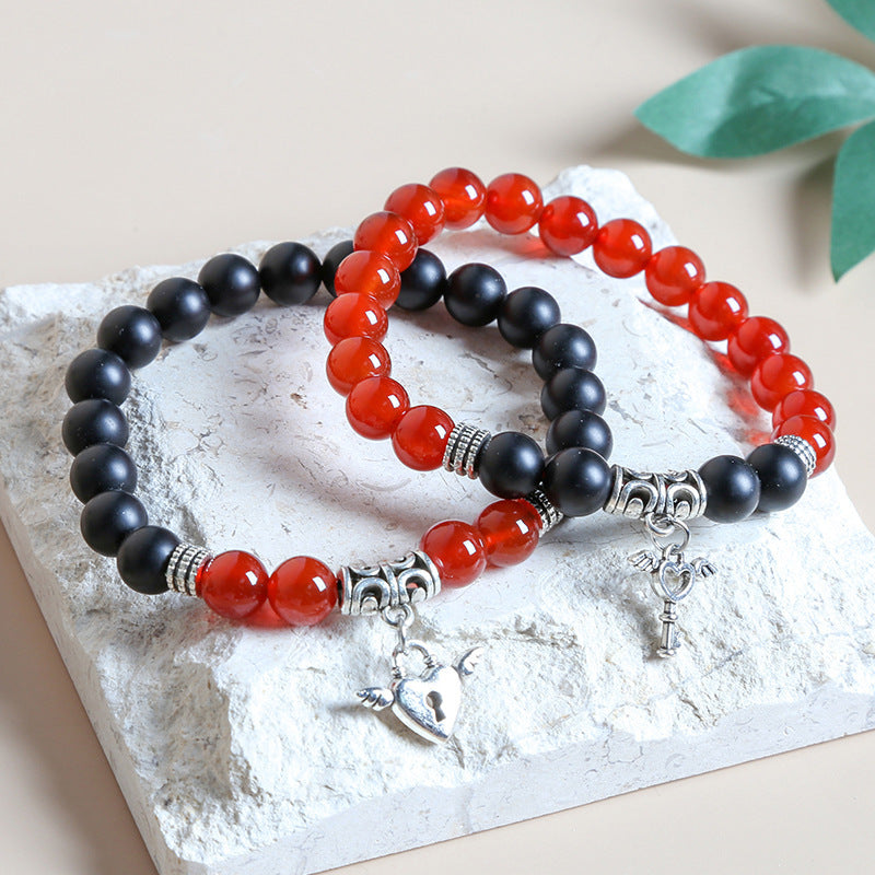 Tiger's eye love magnetic couple bracelet