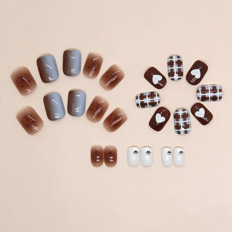 Chocolate Heart Bear Square Nails