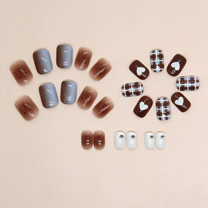 Chocolate Heart Bear Square Nails
