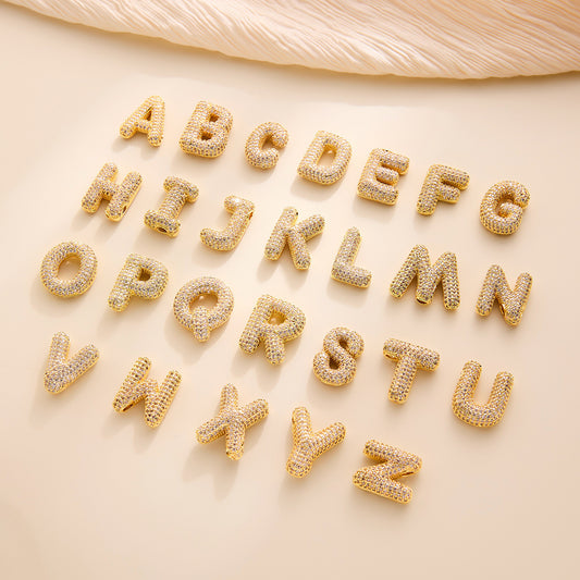 18K Gold-Plated Alphabet Necklace with Micro Zircon (Titanium Steel)