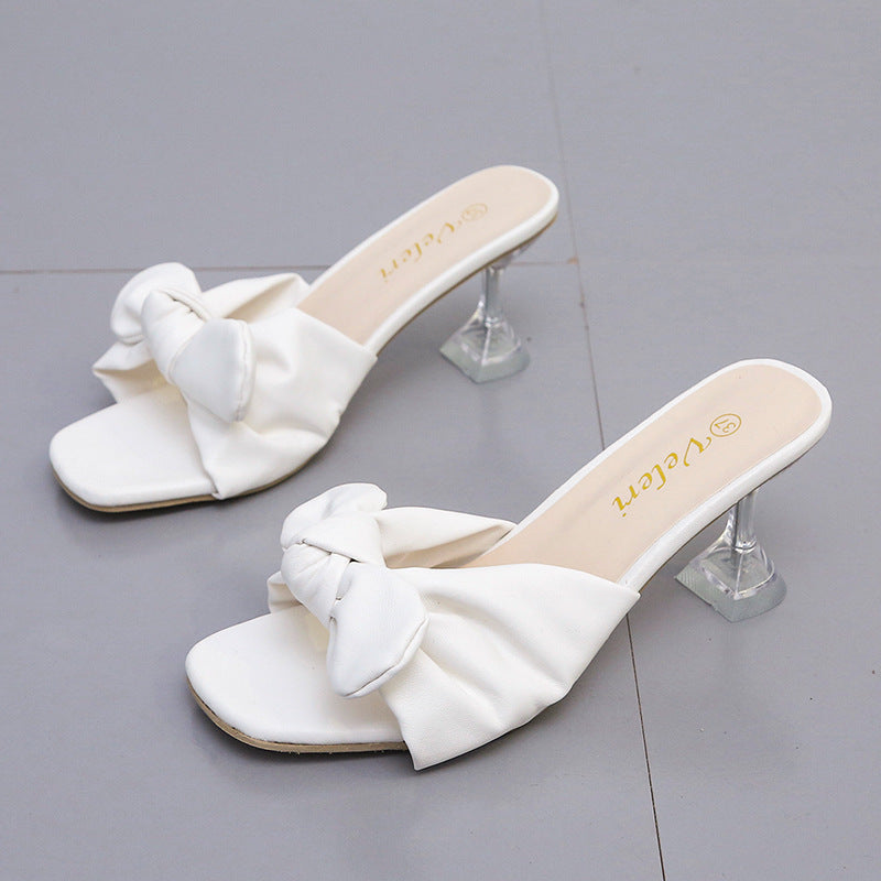 High Heel Bow Slippers Women