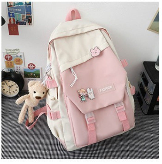 Casual tooling style double shoulder schoolbag