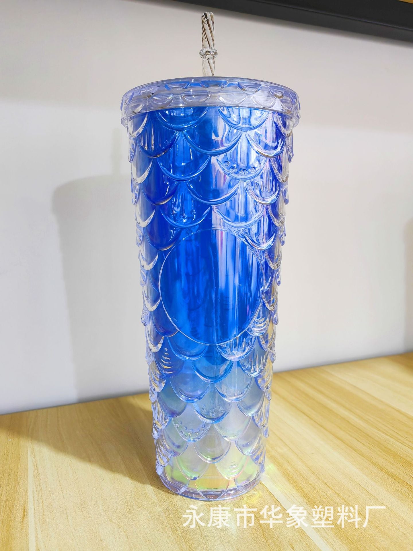 Fish scale cup double straw cup 700ml
