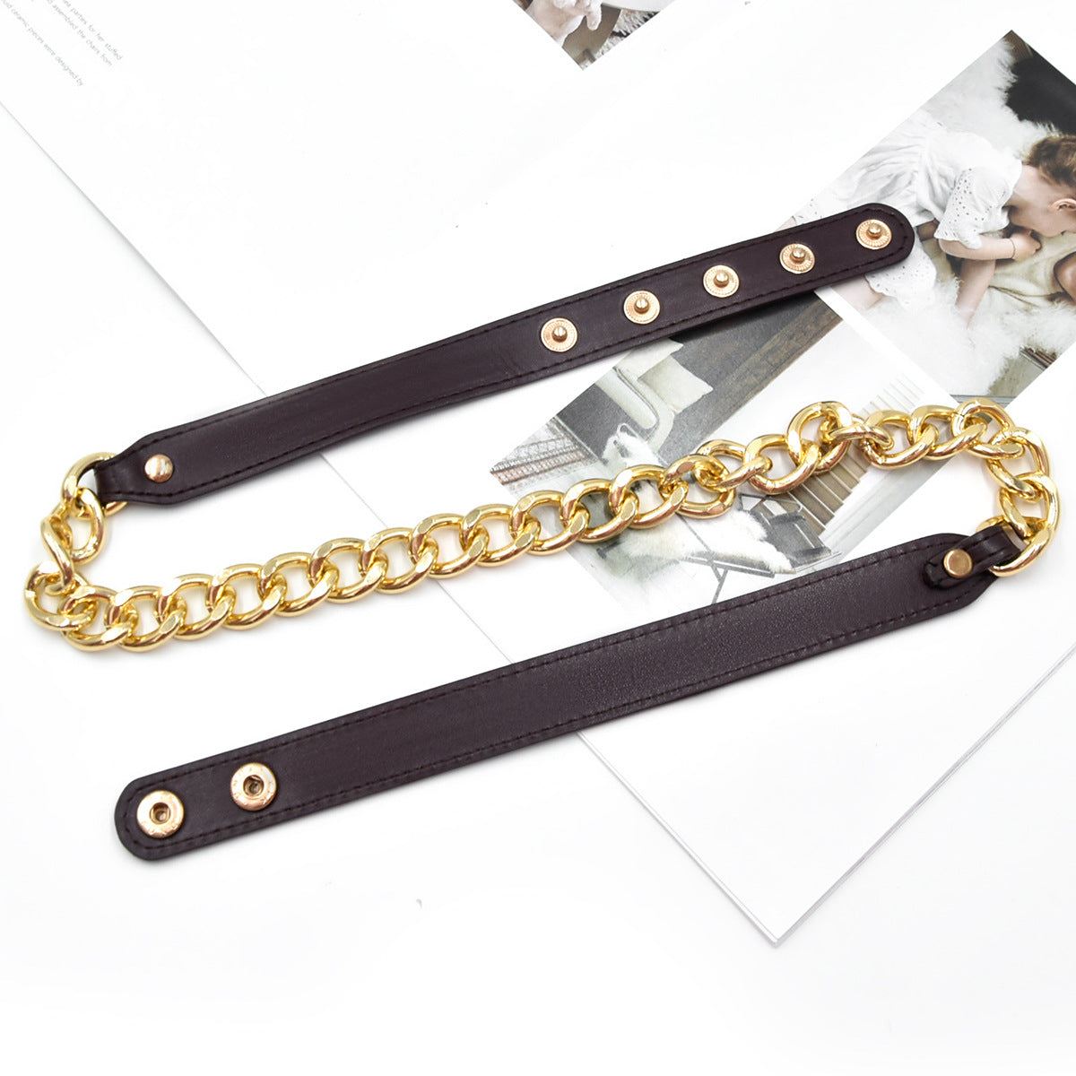 1.0Cm wide new cowhide thin waist chain