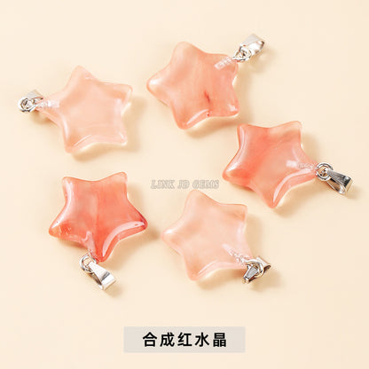 20Mm natural crystal agate pentagram pendant