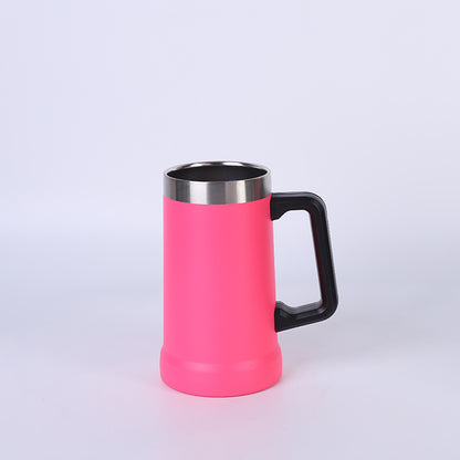 24Oz Double Layer Stainless Steel Handle Beer Mug