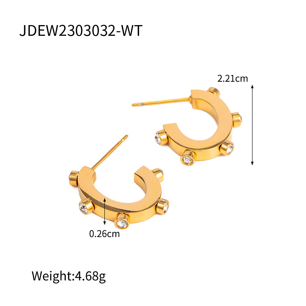 Colored Diamond C-Shaped Earrings