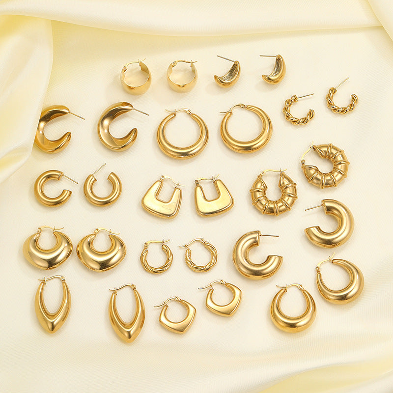 Geometric letter C earrings gold earrings