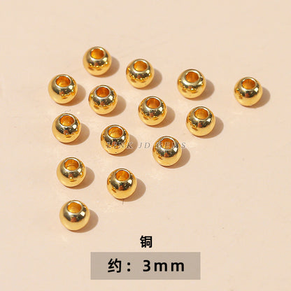 4mm18K gold small copper bead round bead through hole