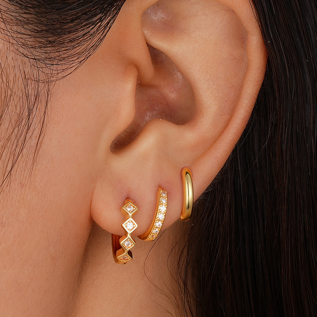 Double-Layer C-Shaped Hoop Earrings