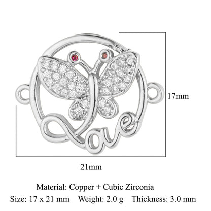 Bead butterfly copper zircon double hole accessories family pendant